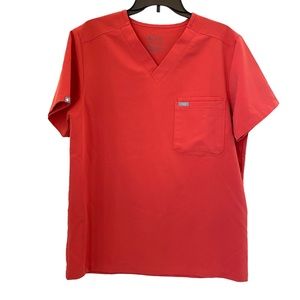 FIGS Technical Collection Leon Scrub Top Men's Large Hard to Find Red Medium EUC